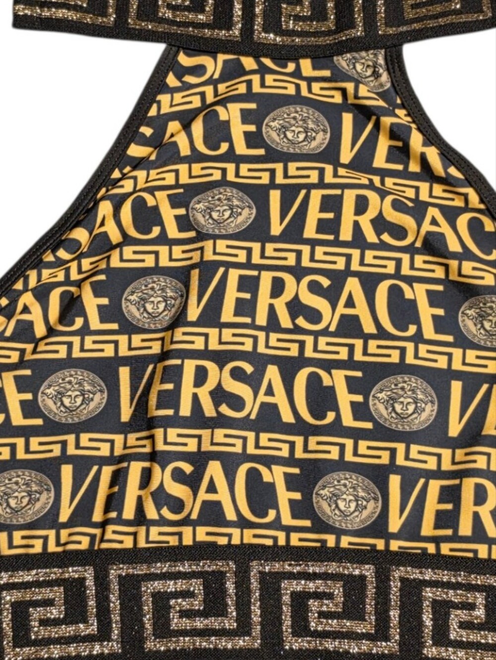 NWT Versace Black & Gold Greca Logo Bikini Thong Set Size XL - Picture 10 of 16